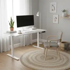 JUST HOME COLLECTION - Escritorio Altura Ajustable Eléctrico Blanco 120X114X60 Cm