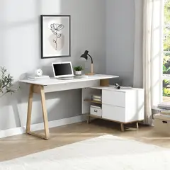 JUST HOME COLLECTION - Escritorio Melton Blanco/café 138x76x60 cm