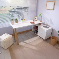 JUST HOME COLLECTION - Escritorio Melton Blanco/café 138x76x60 cm