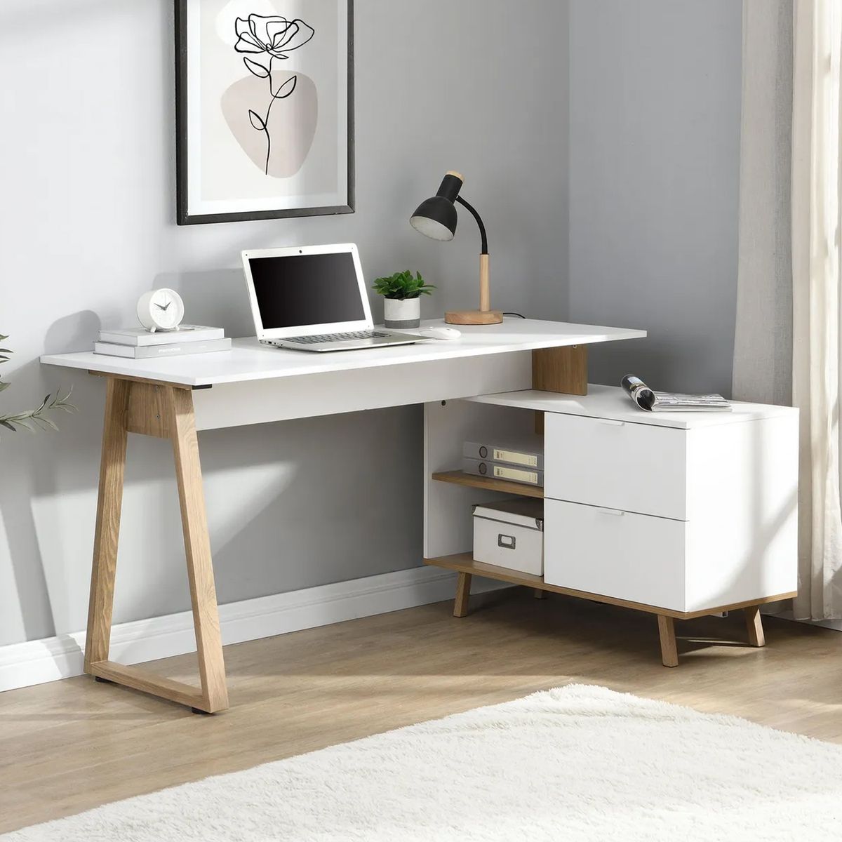 JUST HOME COLLECTION - Escritorio Melton Blanco/café 138x76x60 cm