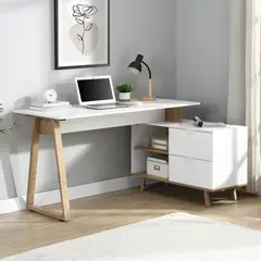 JUST HOME COLLECTION - Escritorio Melton Blanco/café 138x76x60 cm