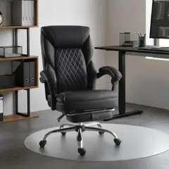 JUST HOME COLLECTION - Silla Escritorio con Reposapie Felipe Negro 68x116,5x66,5 cm