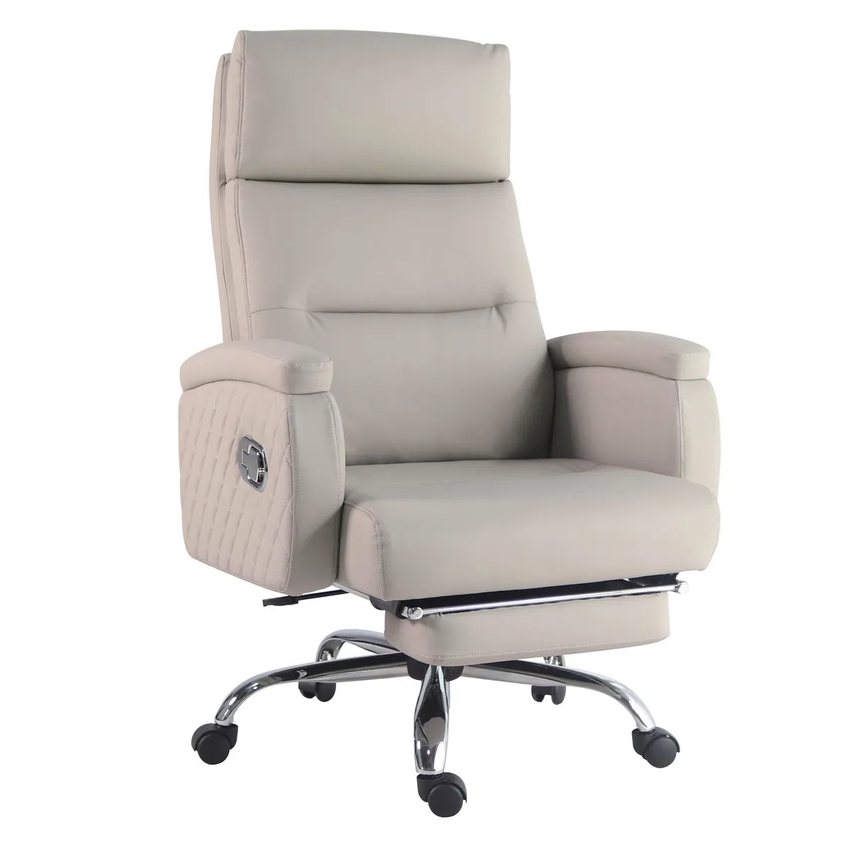 JUST HOME COLLECTION - Silla Escritorio Ejecutiva con Reposapie Emilio Beige 71x116,5x78 cm