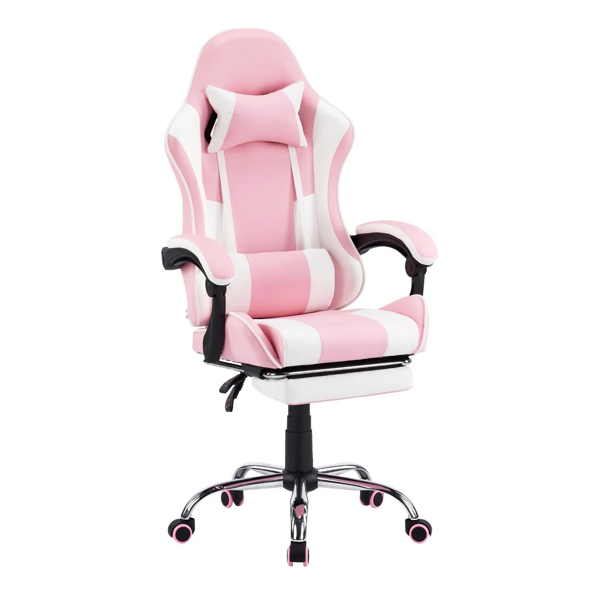 JUST HOME COLLECTION - Silla Gamer Escritorio Masaje Reposapiés Matrix Rosado