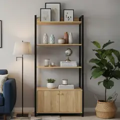 JUST HOME COLLECTION - Estante Librero Melamina 3 Nivel(Es) 75X160X40 Cm Café