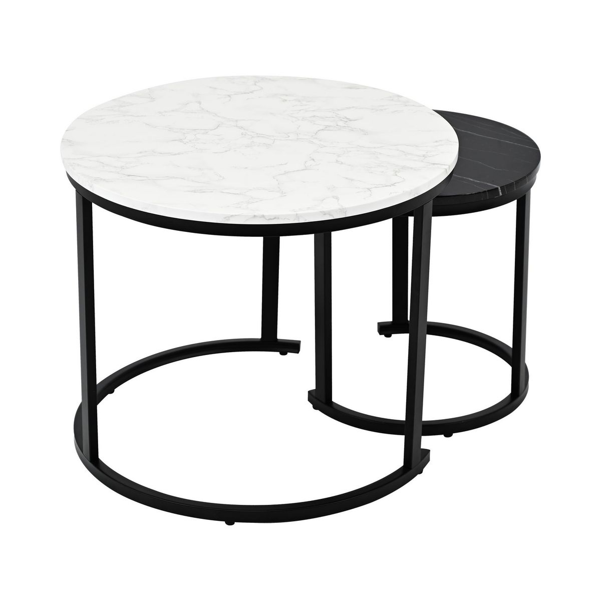 JUST HOME COLLECTION - Mesa de Centro Redpau Blanco/Negro 60x60x51 cm