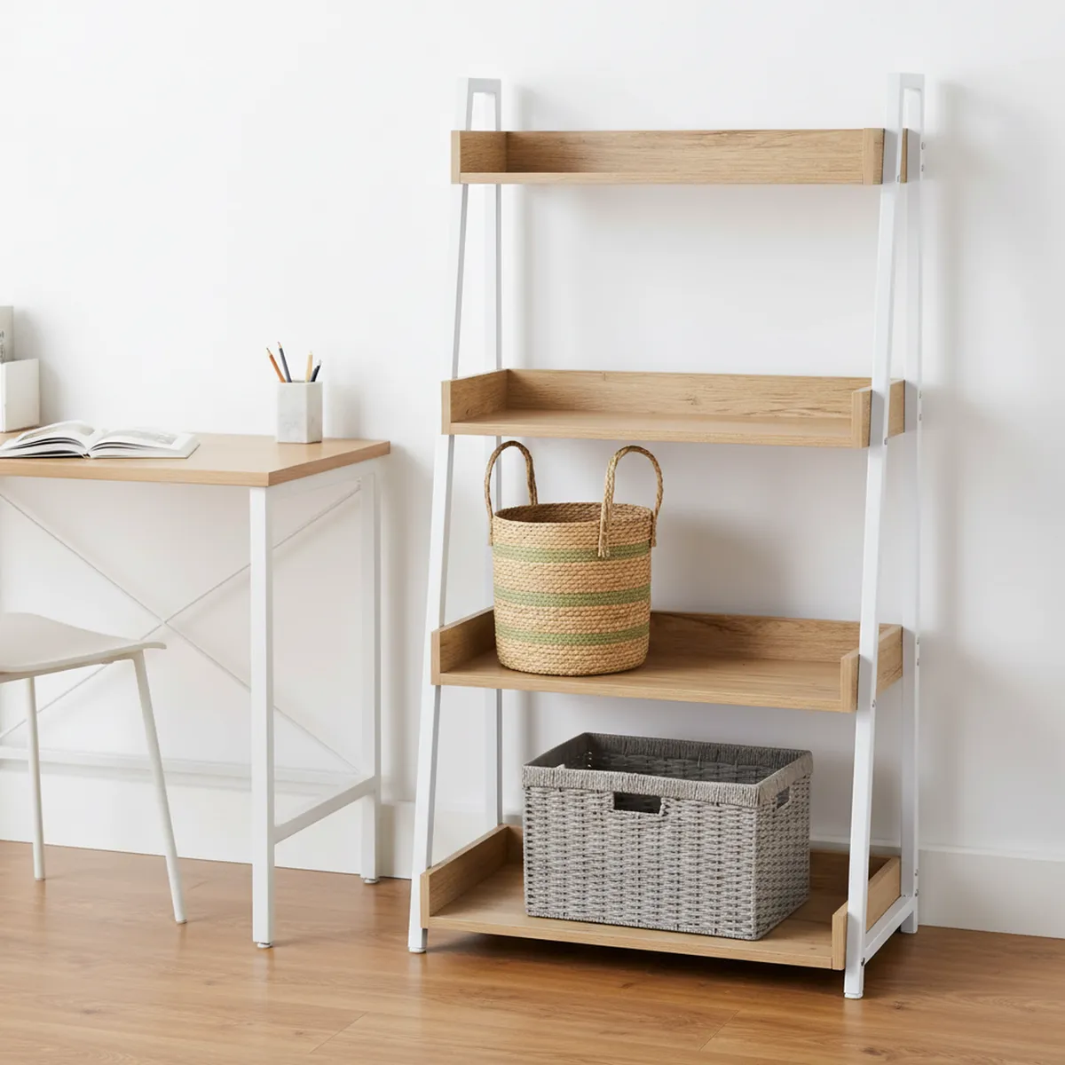 JUST HOME COLLECTION - Estante Melamina 4 Nivel(es) 67x123.5x32 cm Blanco/Roble