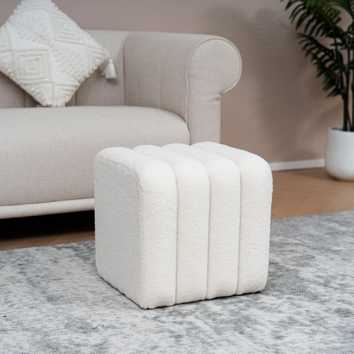 JUST HOME COLLECTION - Puff Luna 38x38x40 cm blanco