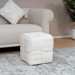 JUST HOME COLLECTION - Puff Zoe 38x38x40 cm blanco