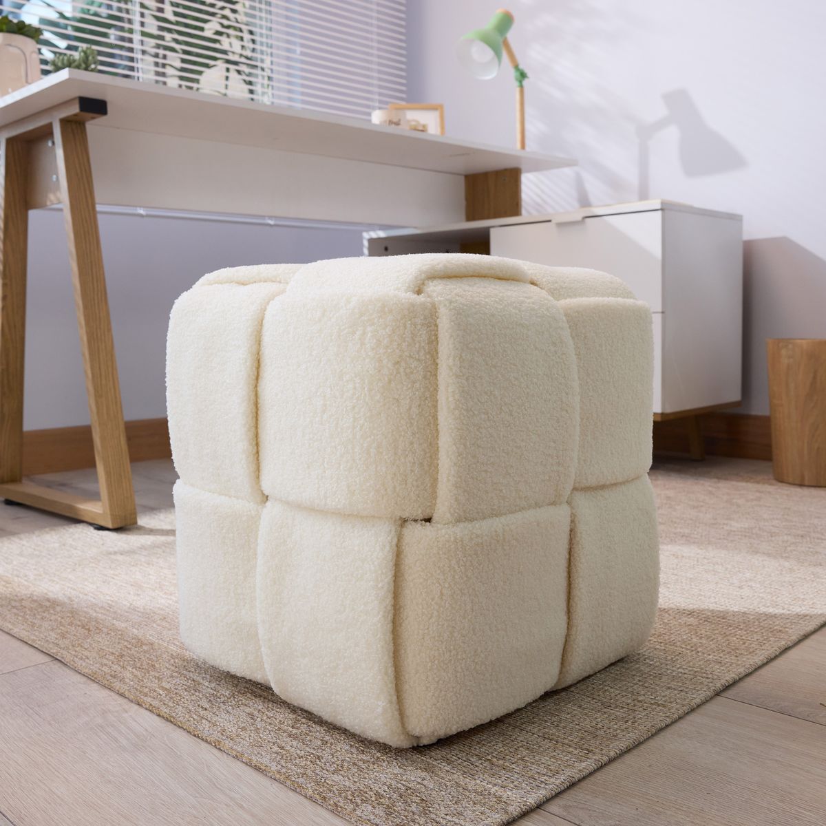 JUST HOME COLLECTION - Puff Zoe 38x38x40 cm blanco