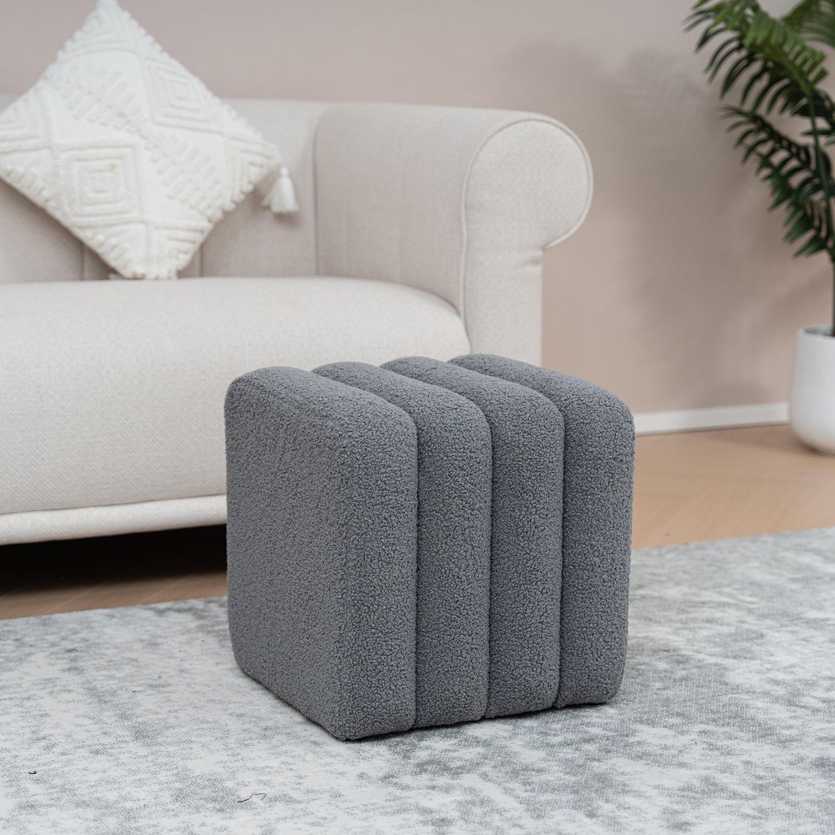 JUST HOME COLLECTION - Puff Luna 38x38x40 cm gris