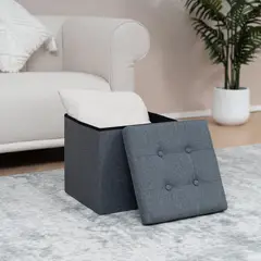 JUST HOME COLLECTION - Pouf plegable gris oscuro 38x38x38 cm