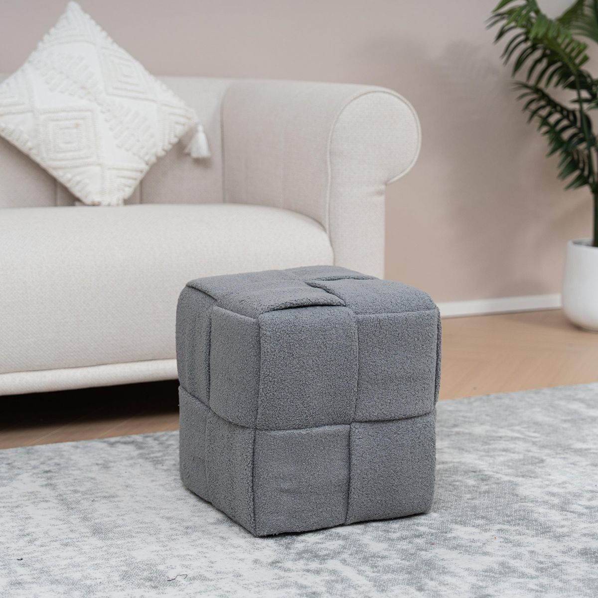 JUST HOME COLLECTION - Puff Zoe 38x38x40 cm gris