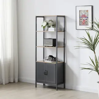 JUST HOME COLLECTION - Estante Assas Metal/Madera 2 Nivel(es) 60x160x30 cm Gris