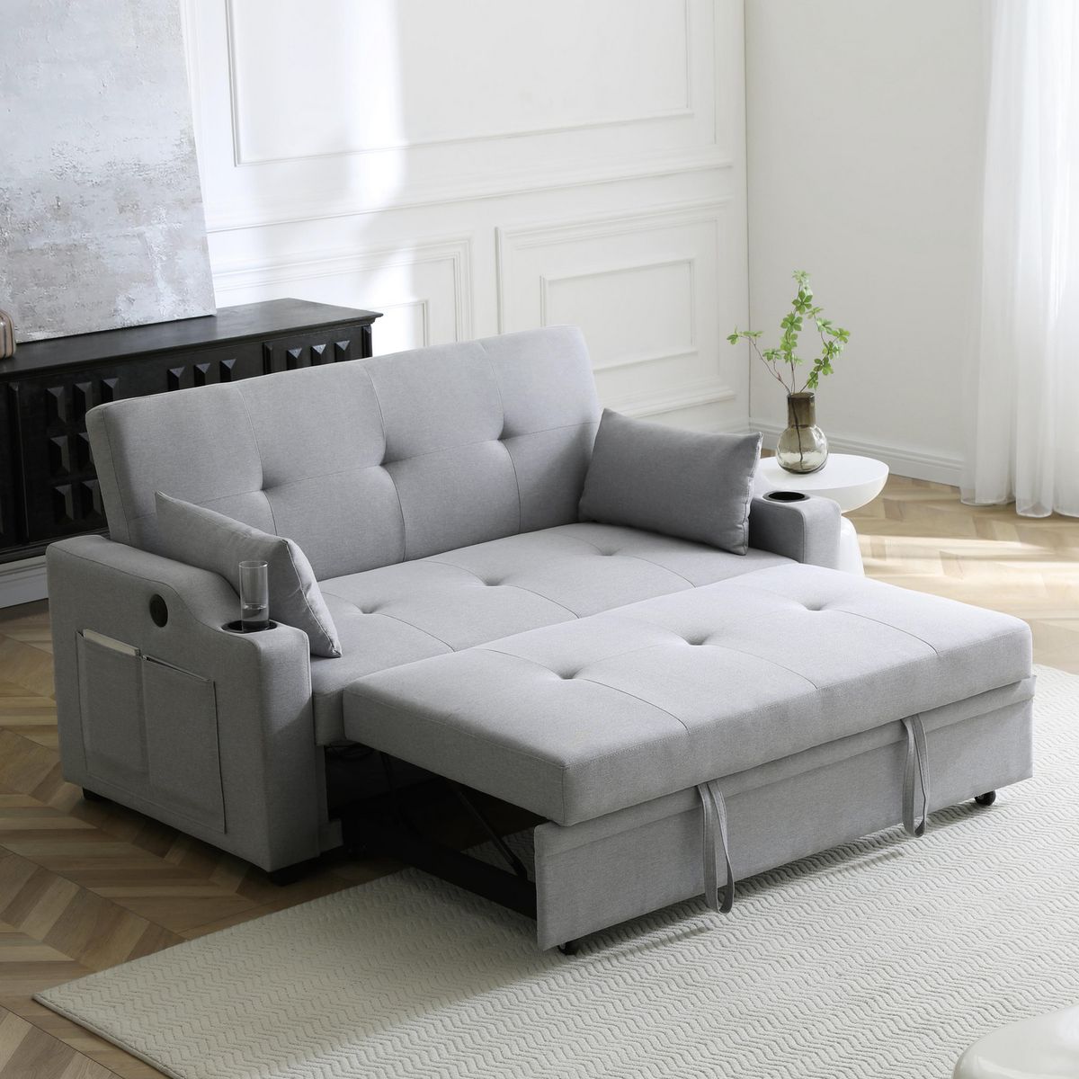 JUST HOME COLLECTION - Sofá Cama 2 Cuerpos Pacerati Con Posavasos 140X90X49 Cm