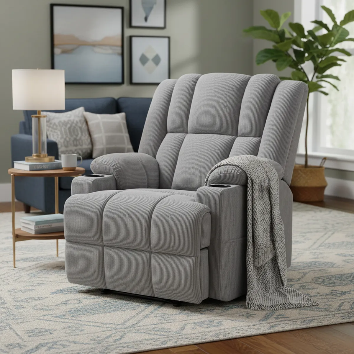 JUST HOME COLLECTION - Sillón Bergere Reclinable Morton Con Posavasos 83X101X95 Cm