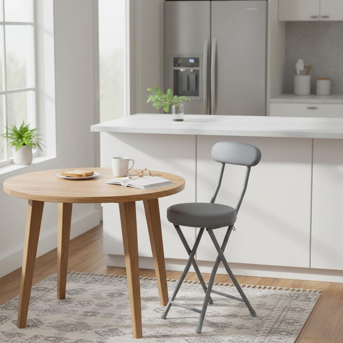 JUST HOME COLLECTION - Silla Plegable Gris 73x30x45 cm