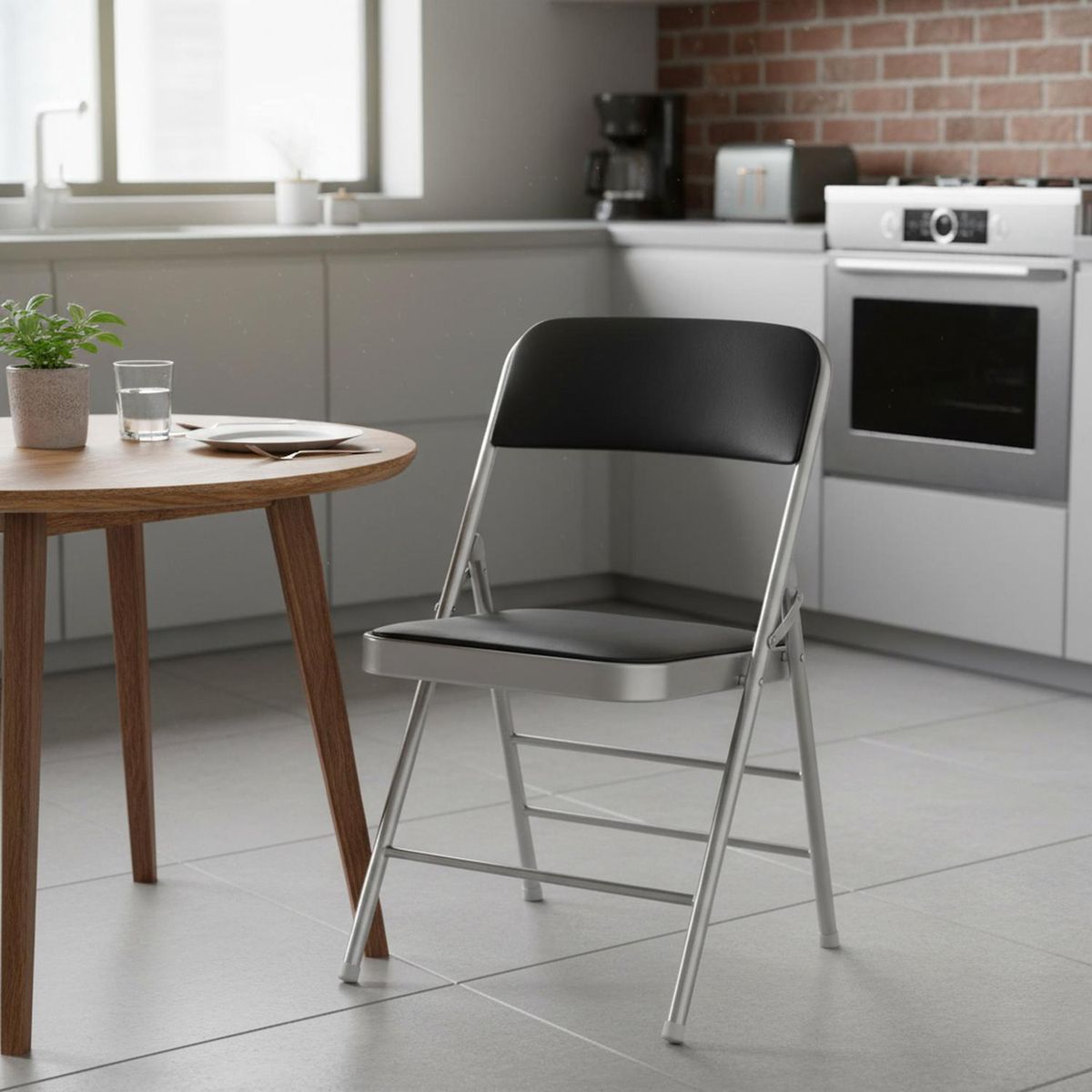 JUST HOME COLLECTION - Silla Plegable Negra 78x47x46 cm