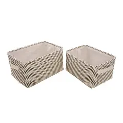 JUST HOME COLLECTION - Set 2 canastos tejido 40x22x28 cm Natural/Negro
