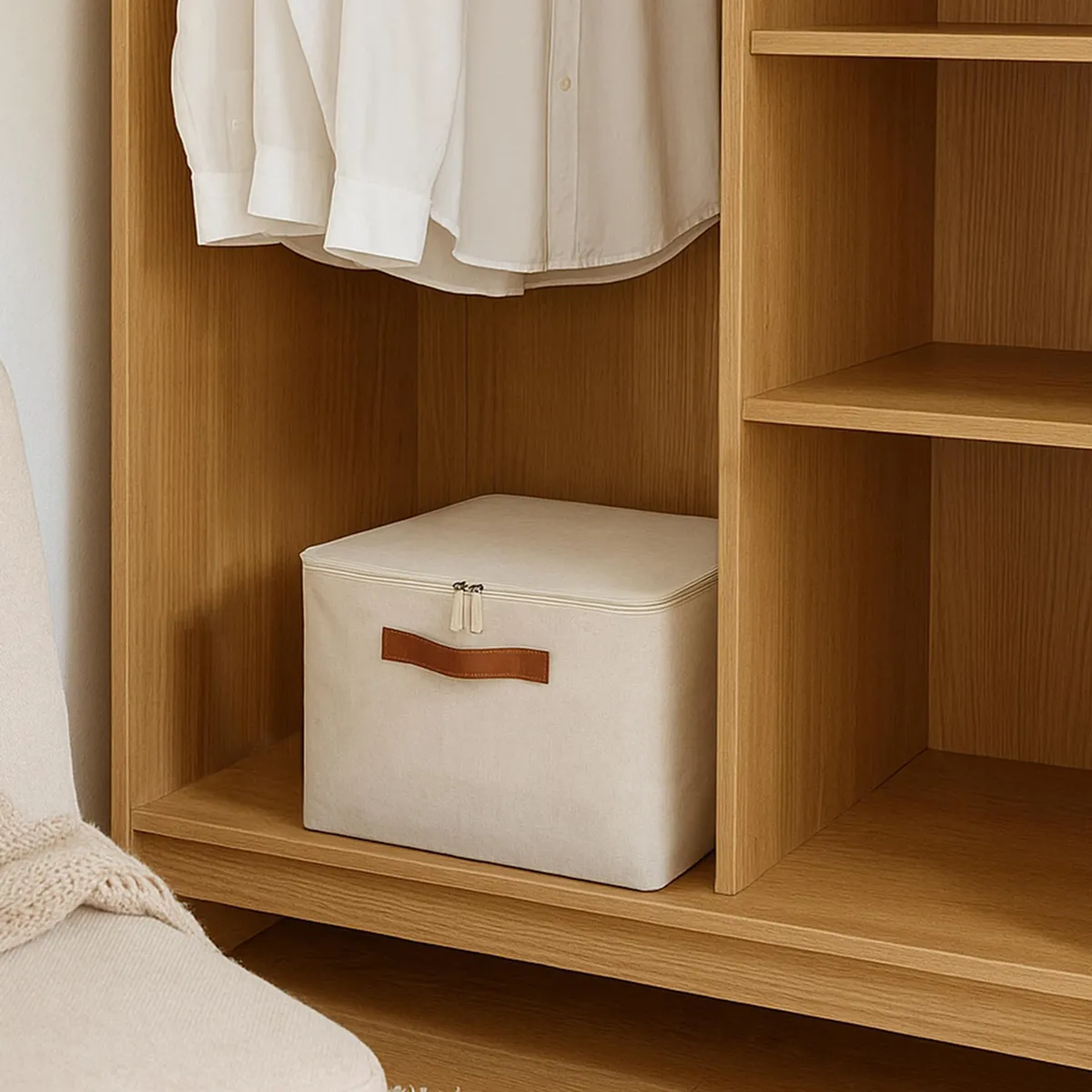 JUST HOME COLLECTION - Caja textil 37x26x26 cm Beige