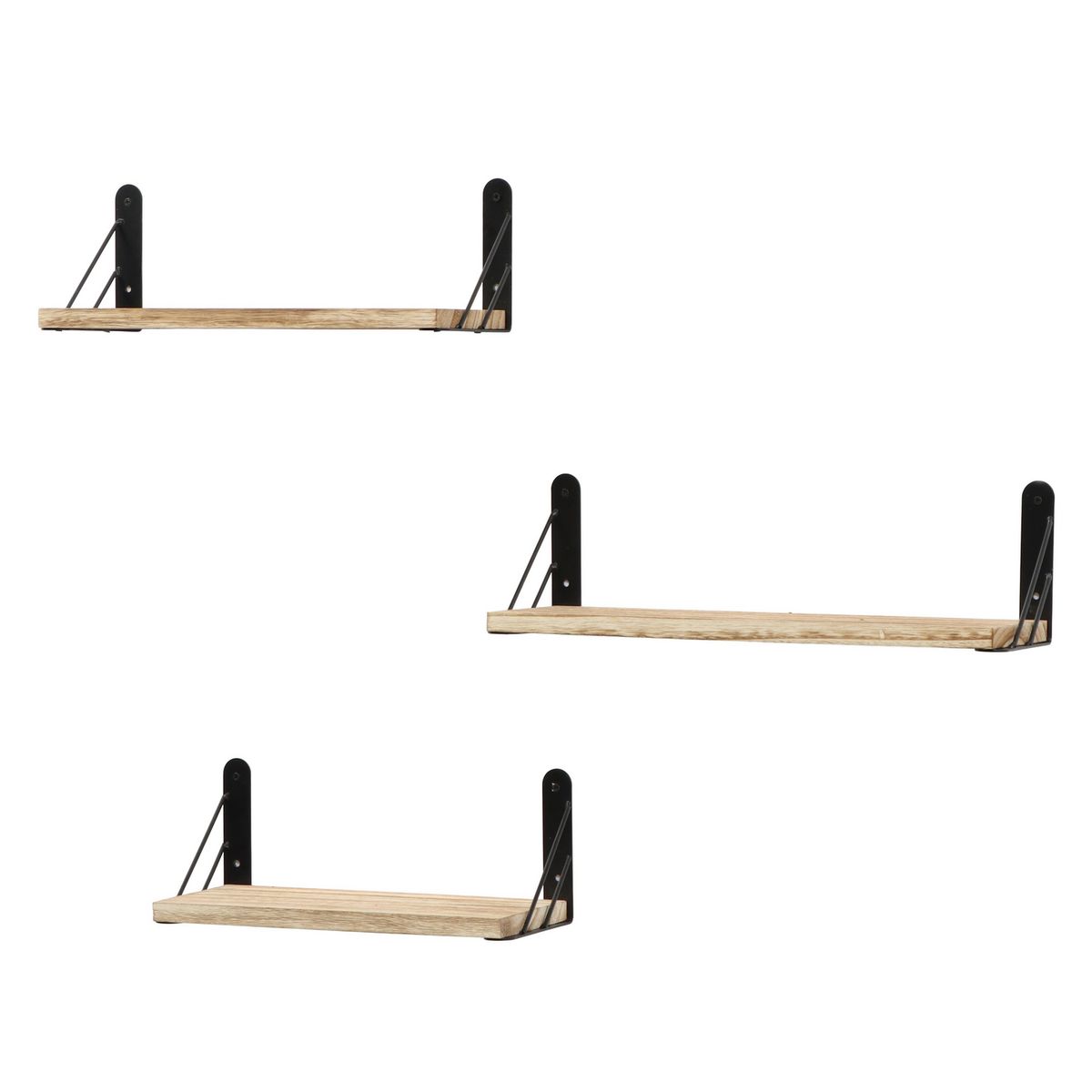 JUST HOME COLLECTION - Set de 3 repisas Madera 40x12x12 cm Café