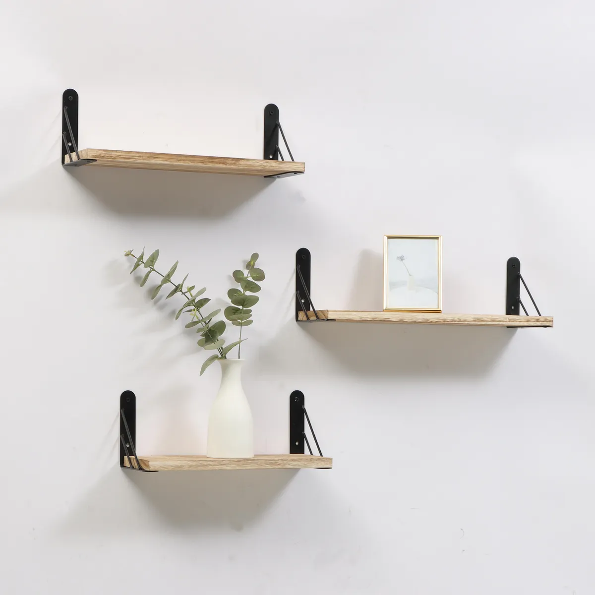 JUST HOME COLLECTION - Set de 3 repisas Madera 40x12x12 cm Café