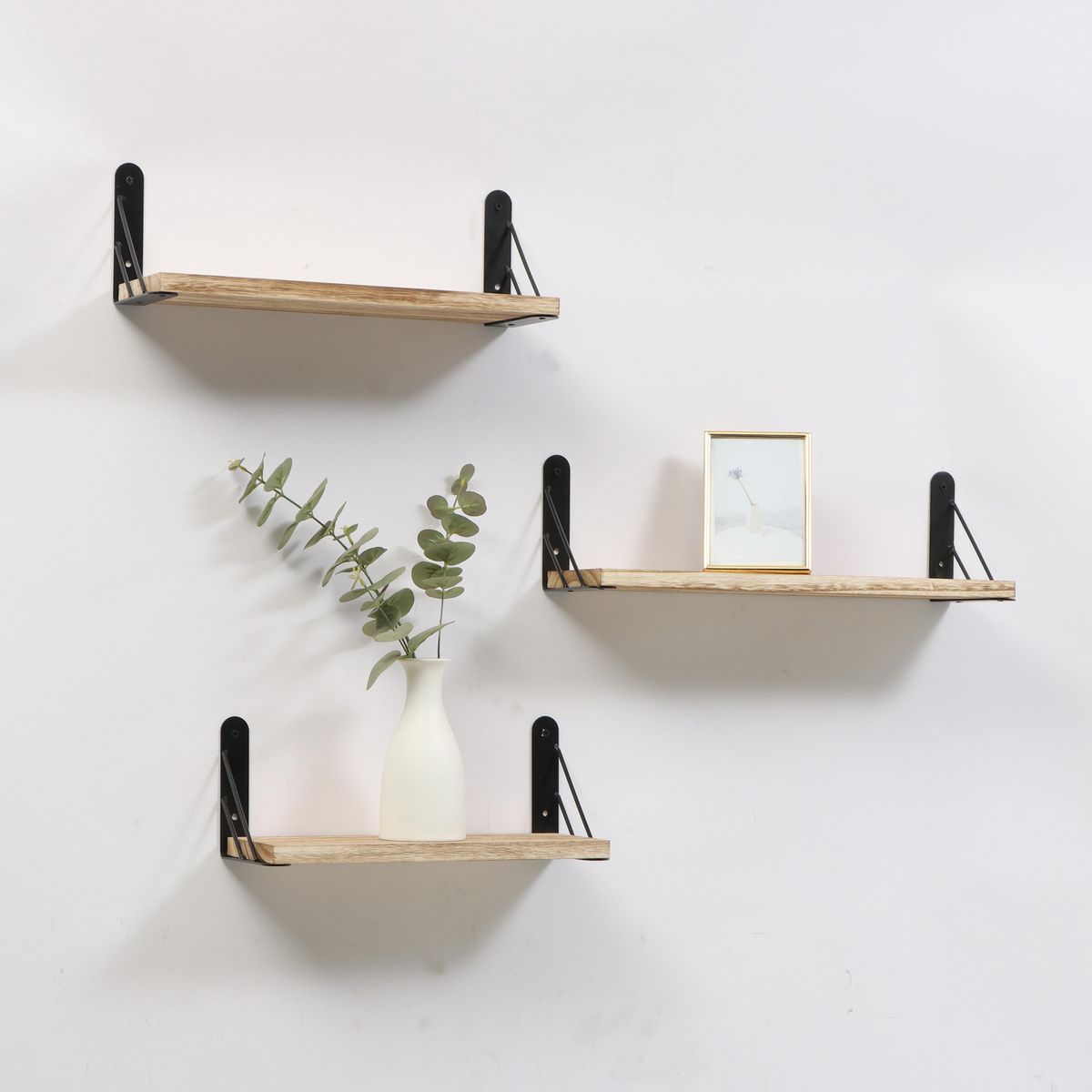 JUST HOME COLLECTION - Set de 3 repisas Madera 40x12x12 cm Café