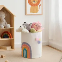 Cesto Organizador Infantil 33x33x40 cm Blanco, Arcoiris