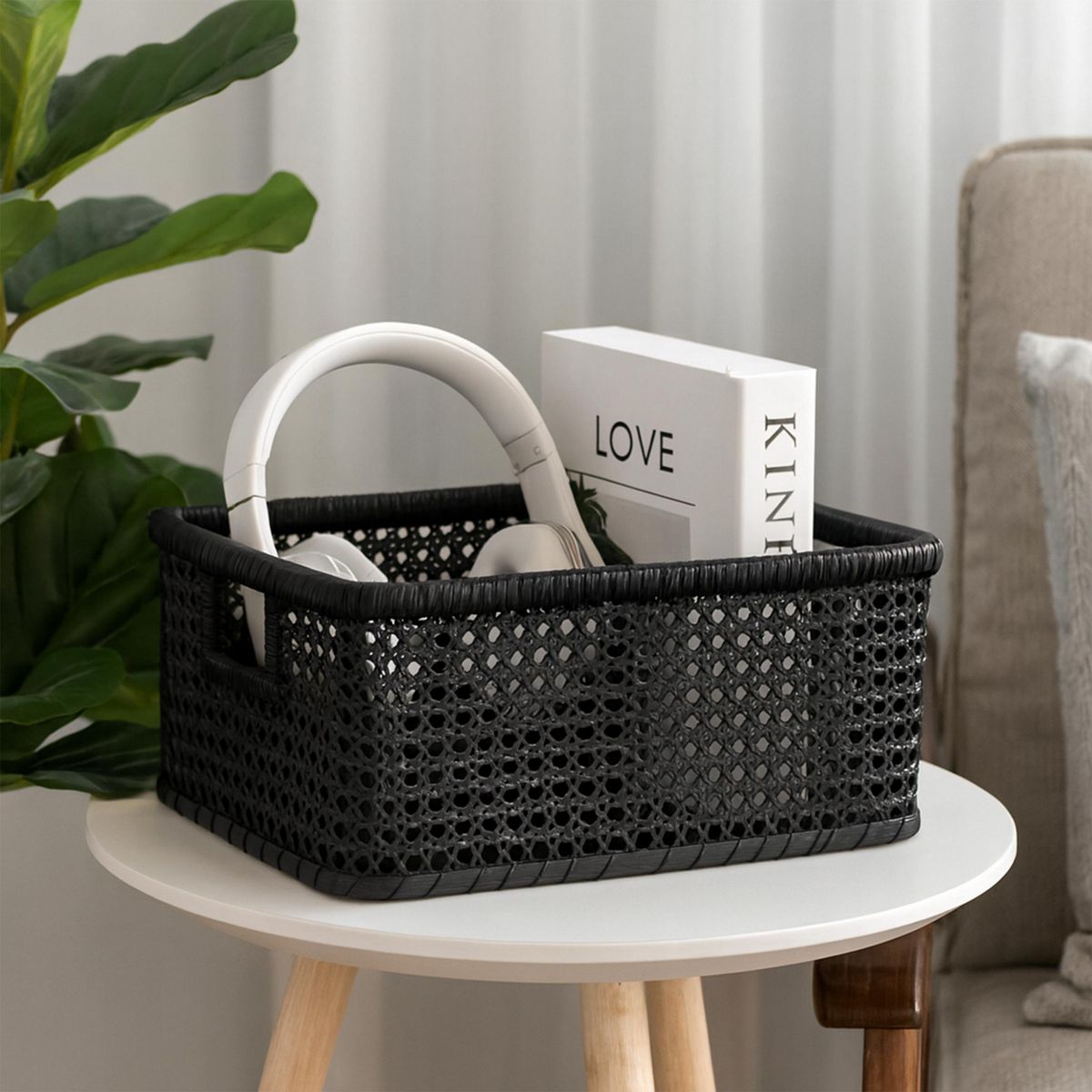 JUST HOME COLLECTION - Canasta Tejida 35x24x15 cm Negro