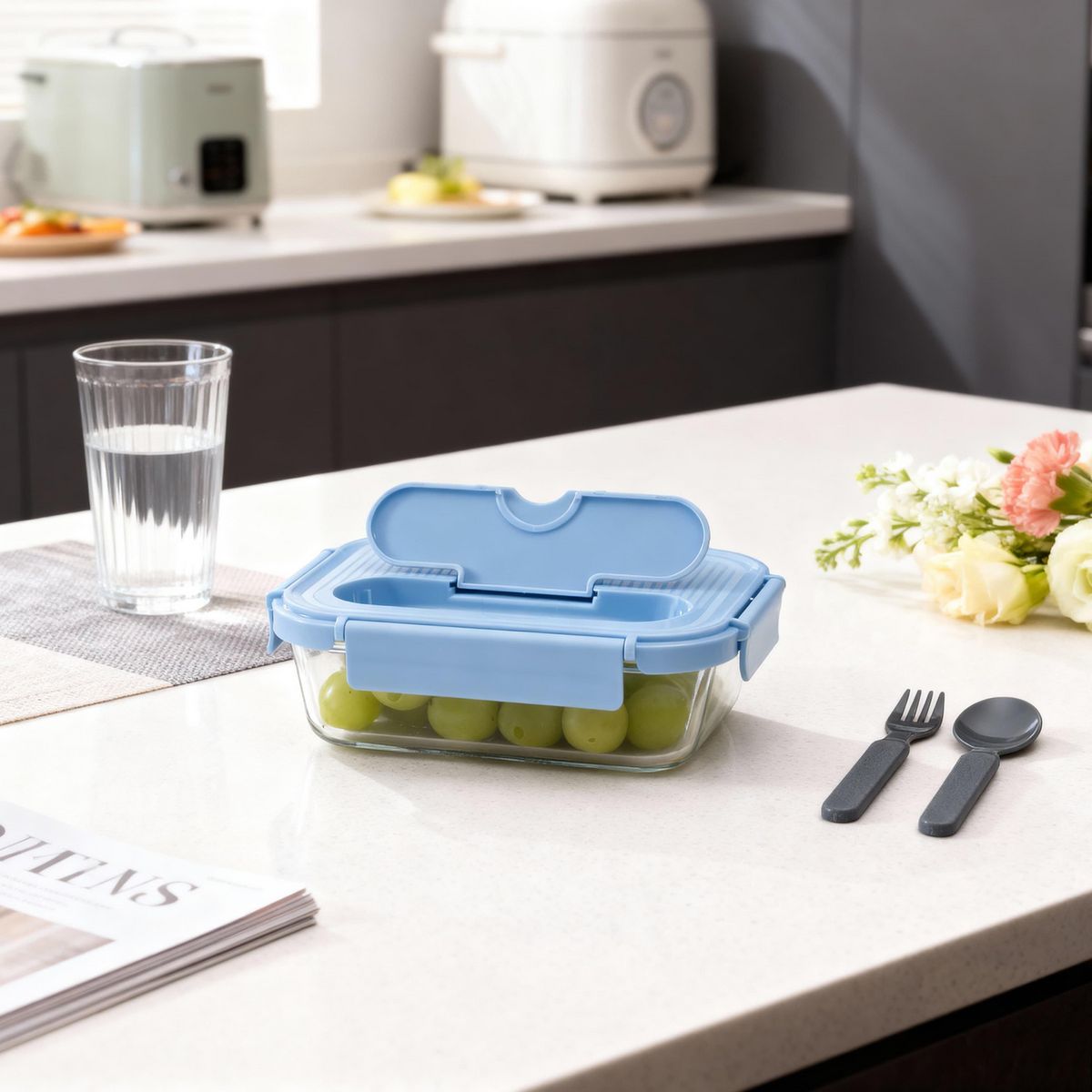 JUST HOME COLLECTION - Contenedor con Cubiertos Vidrio 1050 ml