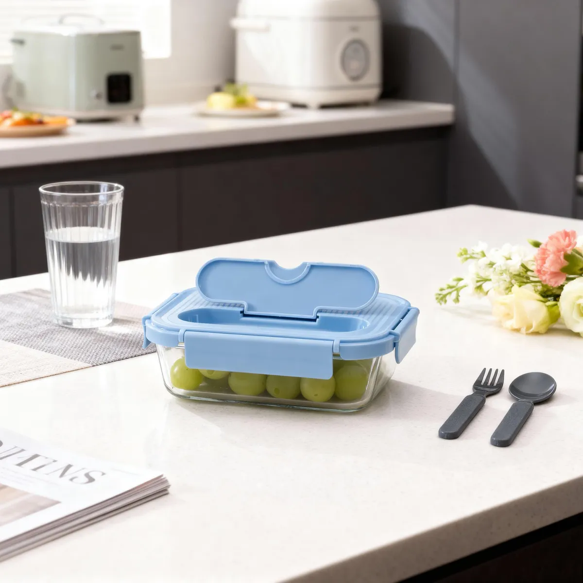 JUST HOME COLLECTION - Contenedor con Cubiertos Vidrio 1050 ml