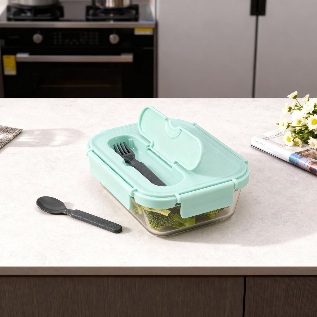 JUST HOME COLLECTION - Contenedor con Cubiertos Vidrio 1050 ml