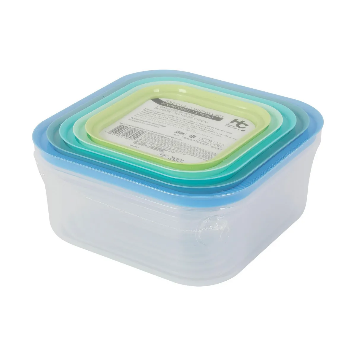 JUST HOME COLLECTION - Set 5 Contenedores Polipropileno Colores Surtidos