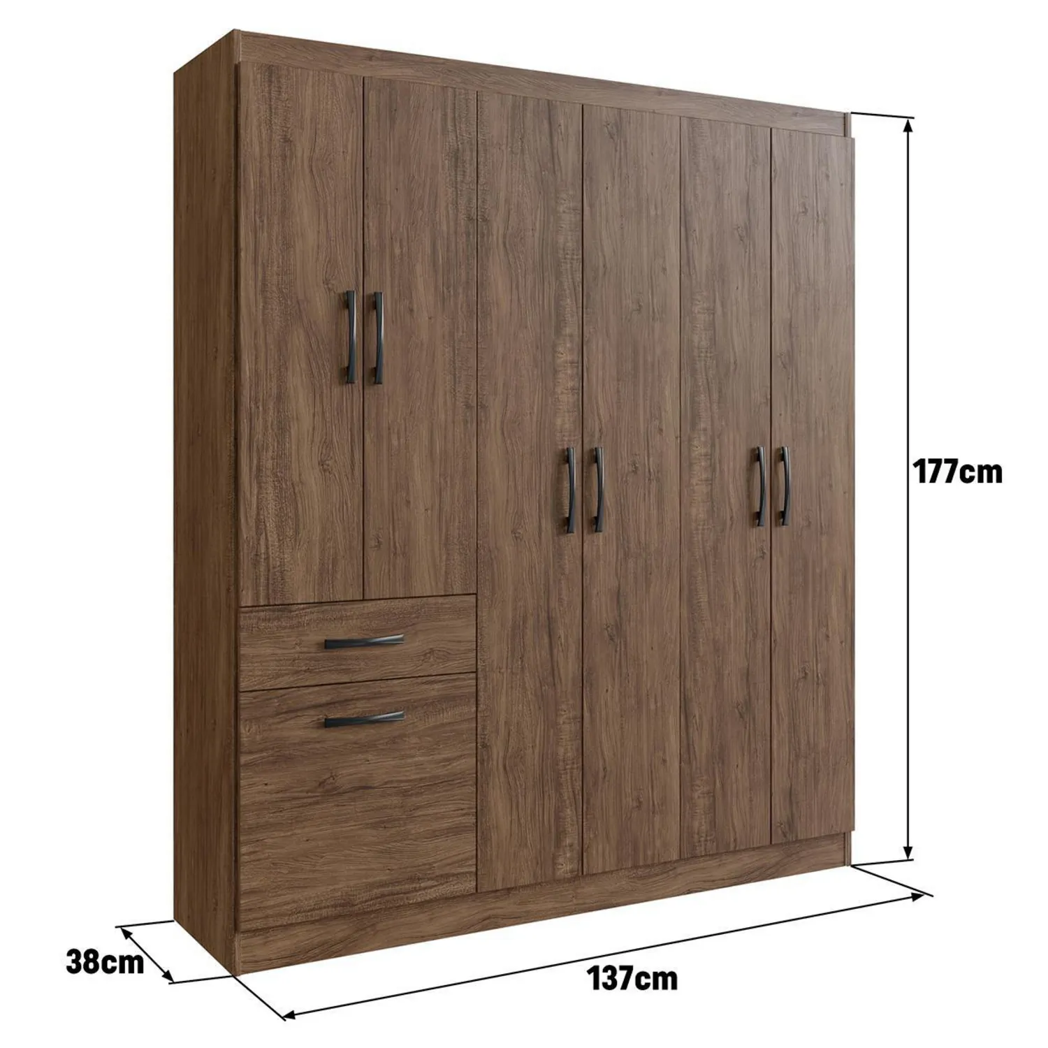 CASA BONITA Closet 7 Puerta(s) 1 Cajón(es) 3 Repisa(s) 137x177x38