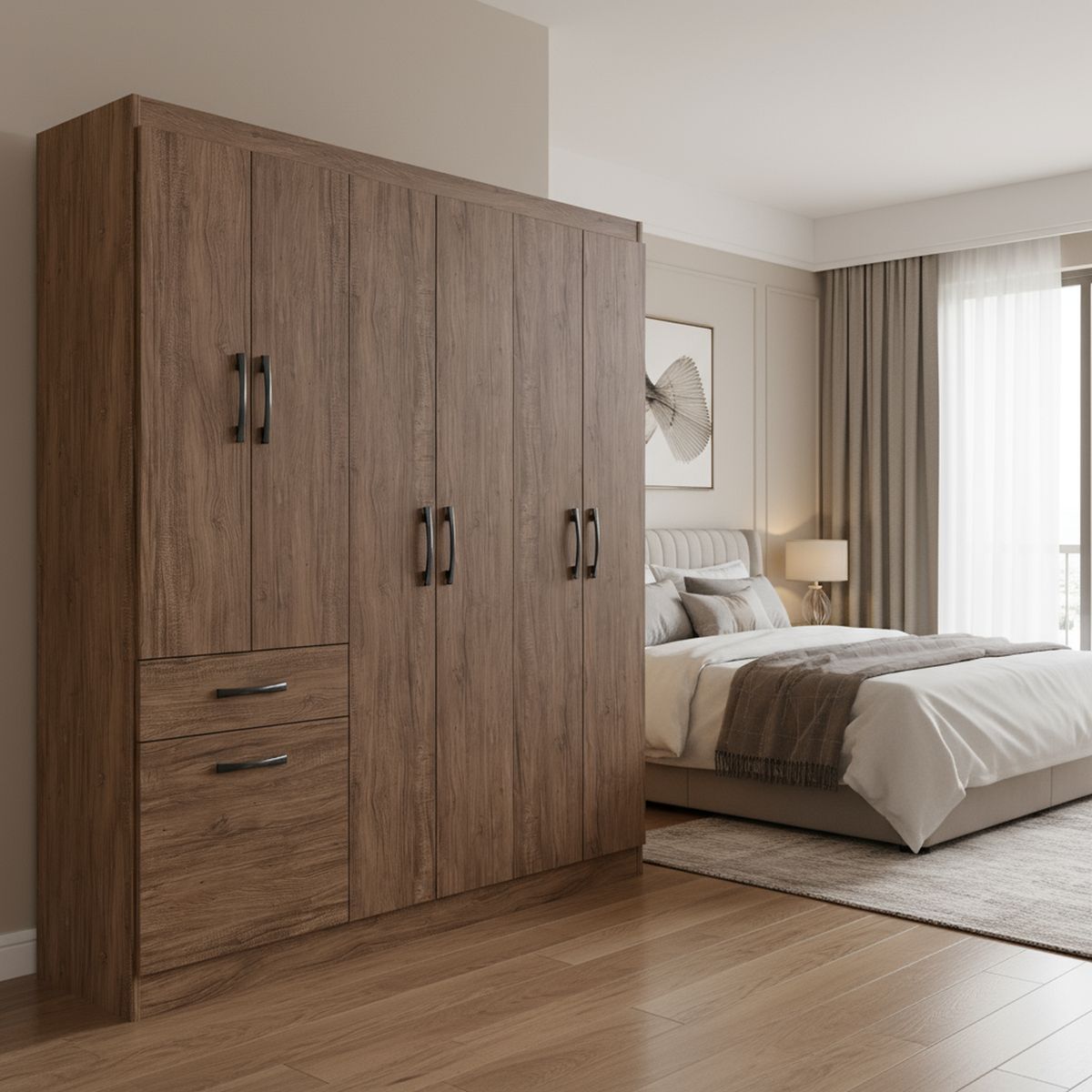 CASA BONITA - Closet 7 Puerta(s) 1 Cajón(es) 3 Repisa(s) 137x177x38 cm Café