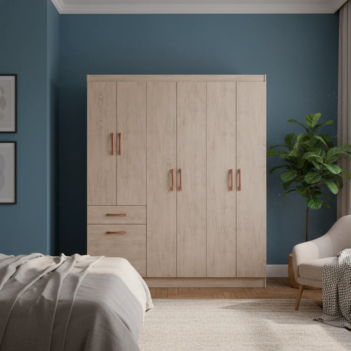 CASA BONITA - Closet 7 Puerta(s) 1 Cajón(es) 3 Repisa(s) 137x177x38 cm Arena