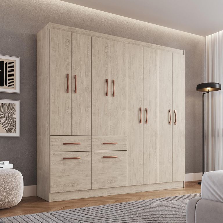 Closet 10 Puerta(s) 2 Cajón(es) 6 Repisa(s) 179x177x38 cm Madera Natural