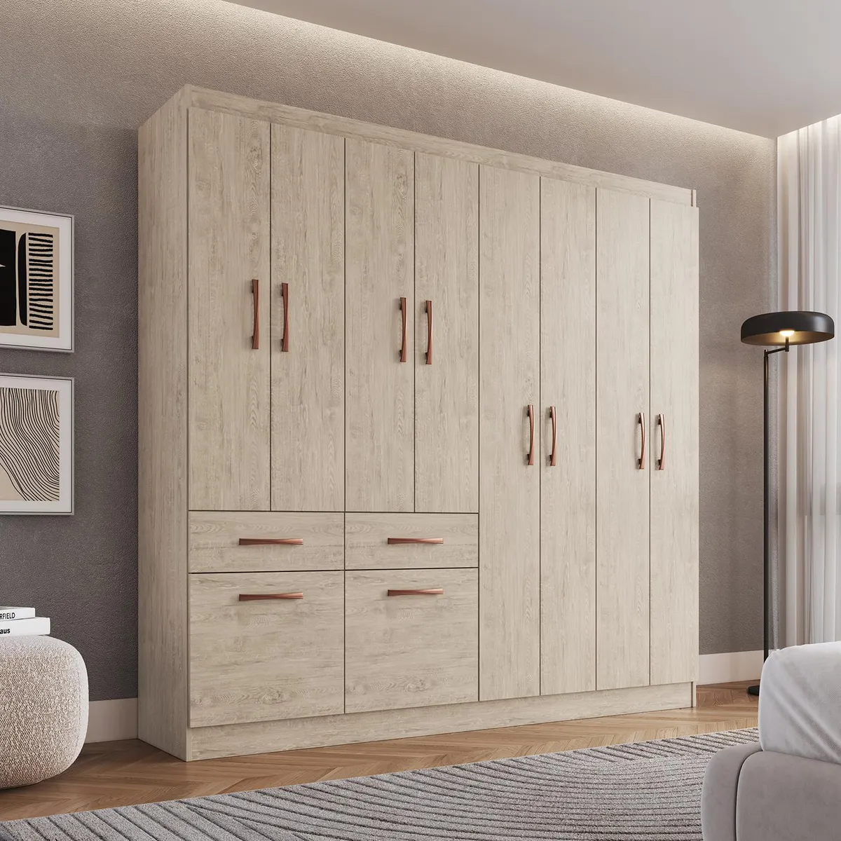 CASA BONITA - Closet 10 Puerta(s) 2 Cajón(es) 6 Repisa(s) 179x177x38 cm Arena