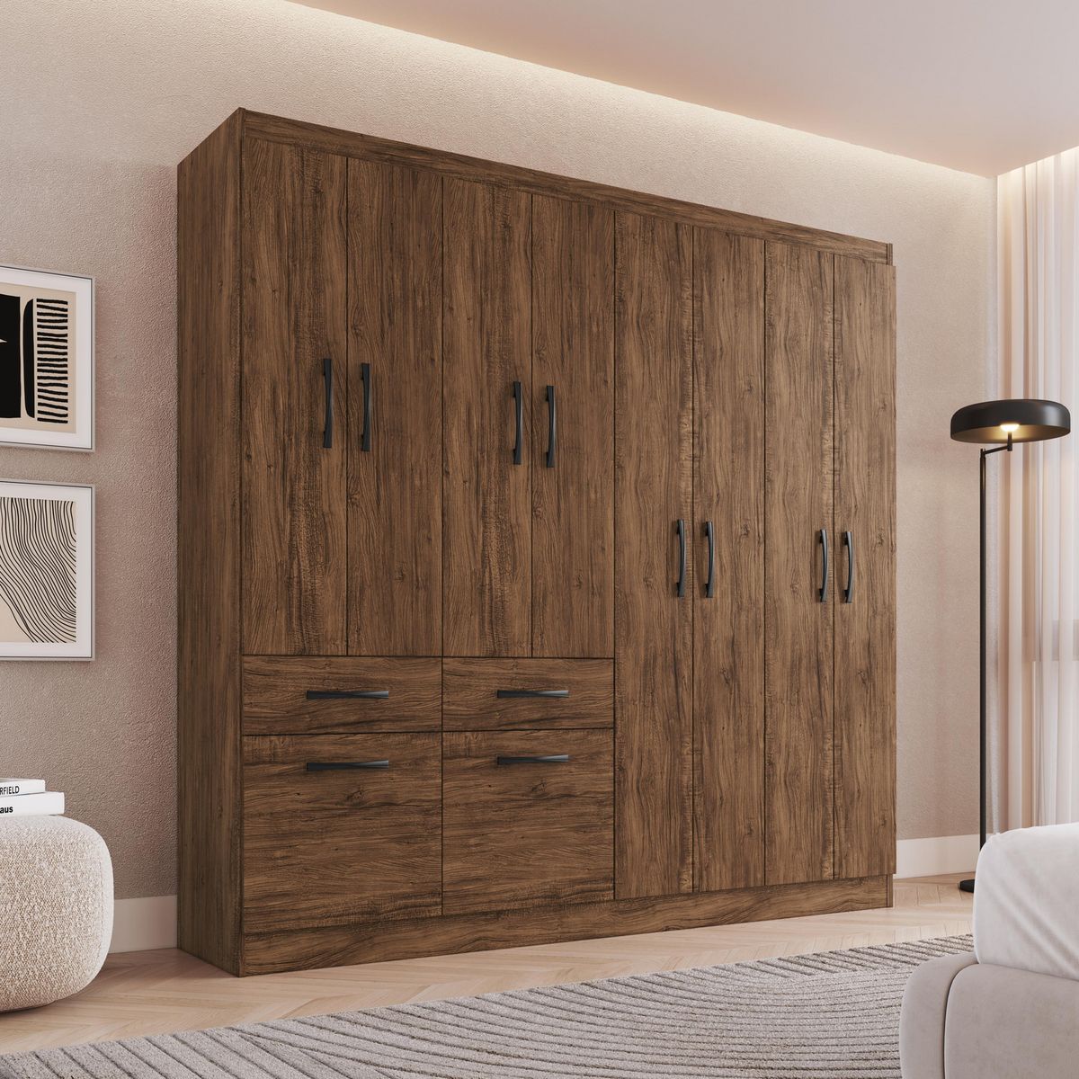 CASA BONITA - Closet 10 Puerta(s) 2 Cajón(es) 6 Repisa(s) 179x177x38 cm Café