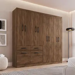 CASA BONITA - Closet 10 Puerta(s) 2 Cajón(es) 6 Repisa(s) 179x177x38 cm Café