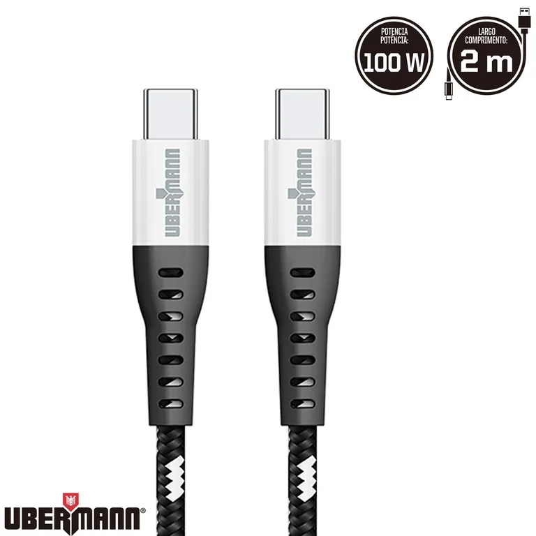 Cable tipo C a C de 2 metros color kevlar 100W