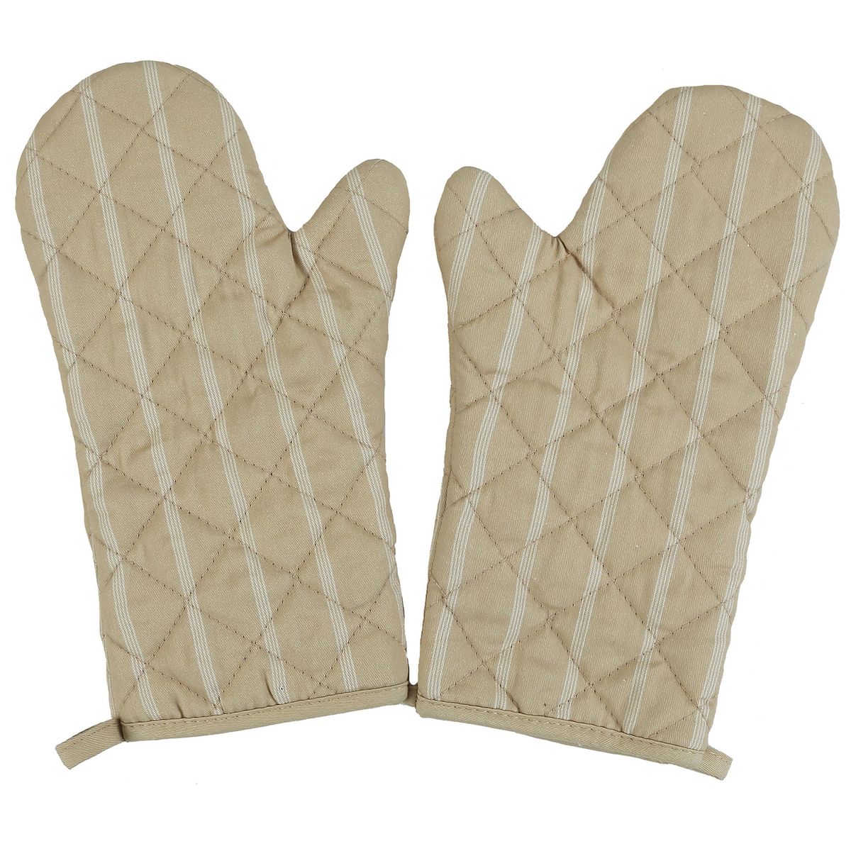 JUST HOME COLLECTION - Set 2 Guantes de Cocina Taupe/Blanco