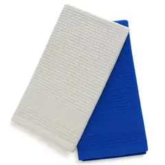 JUST HOME COLLECTION - Set 2 Paños de Cocina Rectangular 40x60 cm Waffle Azul/Blanco