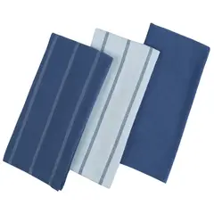 JUST HOME COLLECTION - Set 3 Paños de Cocina Rectangular 40x60 cm Azul/Blanco