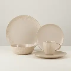 JUST HOME COLLECTION - Juego de Loza 16 Piezas Cerámica Novara Taupe