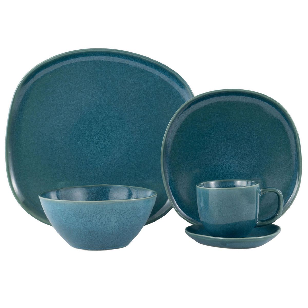 JUST HOME COLLECTION - Juego de Vajilla 30 Piezas Cerámica Arrezo Verde
