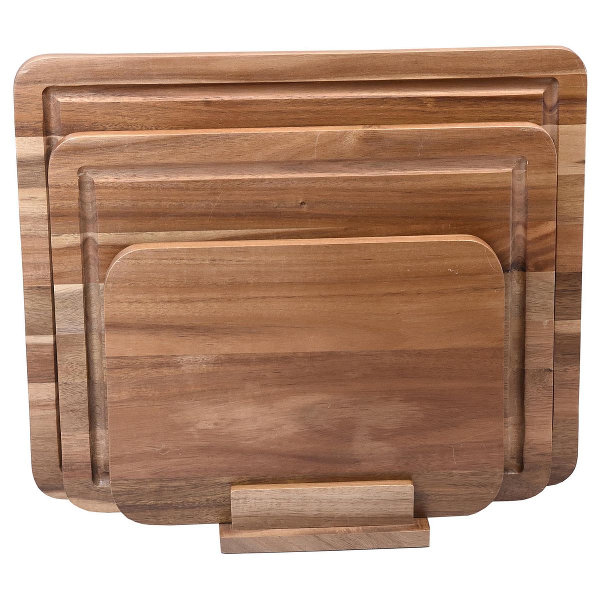 JUST HOME COLLECTION - Set 3 Tablas para Cortar de Madera 13x40.5 cm Café con Pedestal