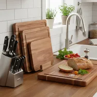 Set 3 Tablas para Cortar de Madera 13x40.5 cm Café con Pedestal