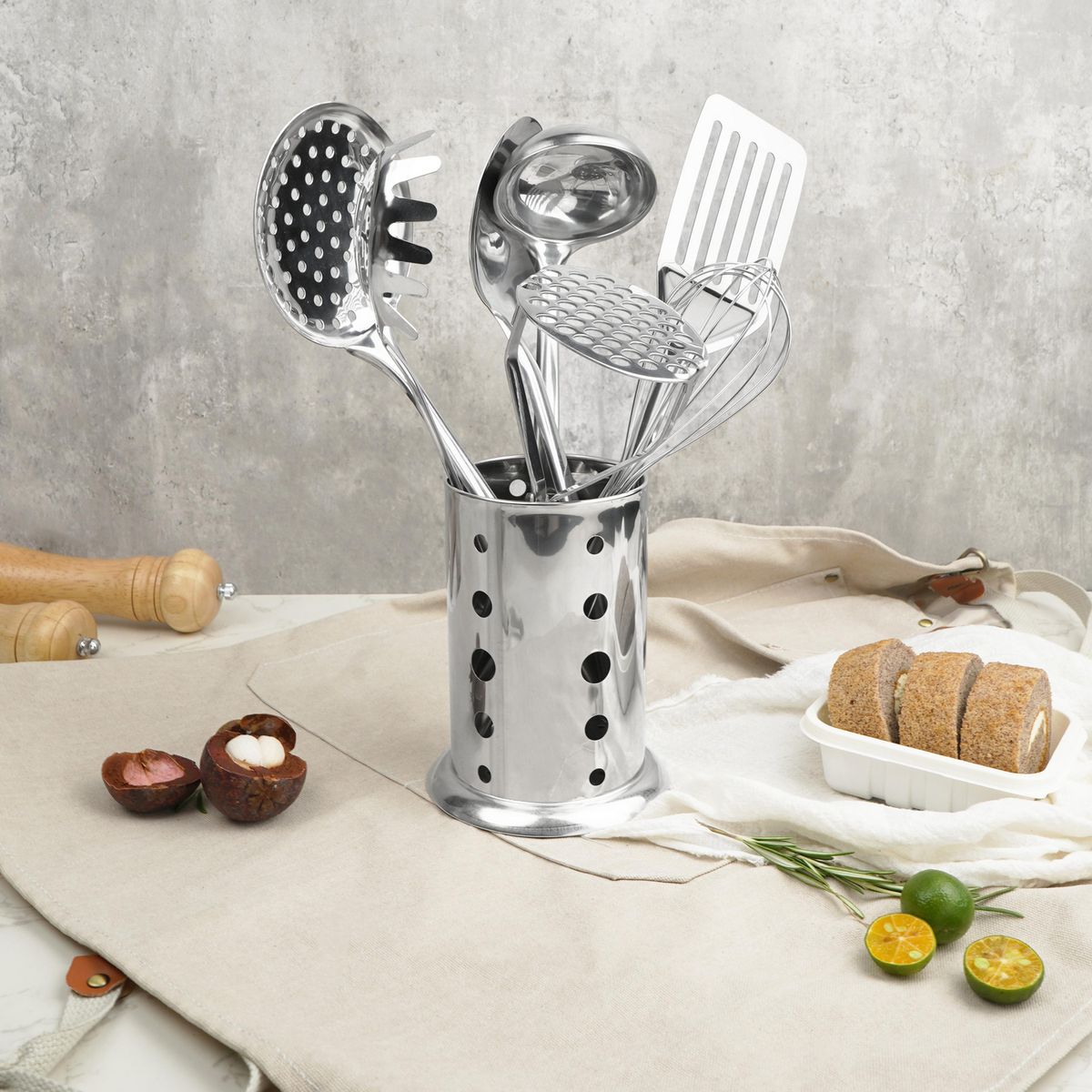 JUST HOME COLLECTION - Set Utensilios acero inoxidable 8 piezas