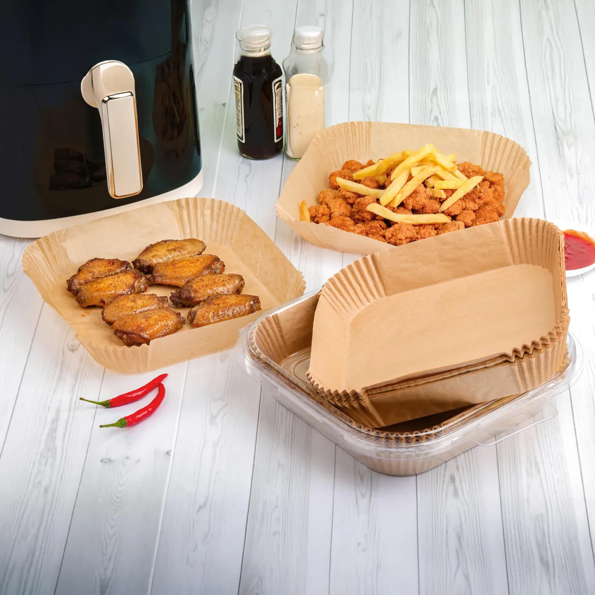 JUST HOME COLLECTION - Set 50 Papeles para Freidora 27.5x25.5 cm